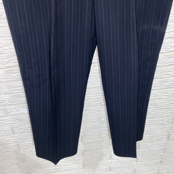 Hernando Trujillo Wool Blend Deep Navy Pinstripe Pleated Suit Dress Pants Sz 39 - Picture 3 of 6